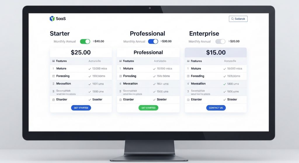 SaaS pricing template layout