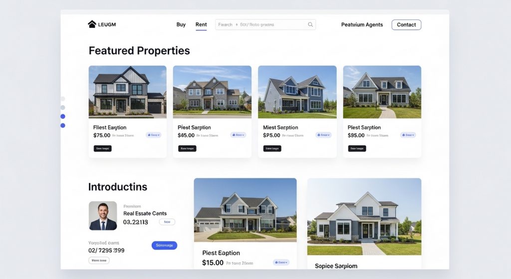 Modern real estate listings website template