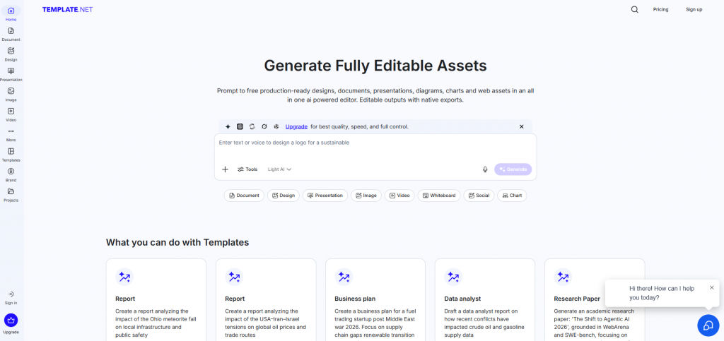 Template editing interface