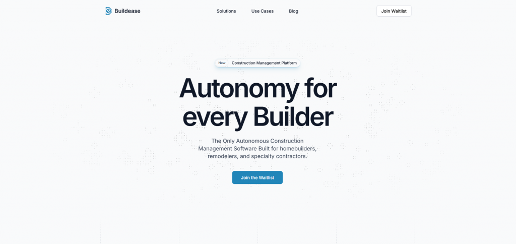 Buildease page creator interface