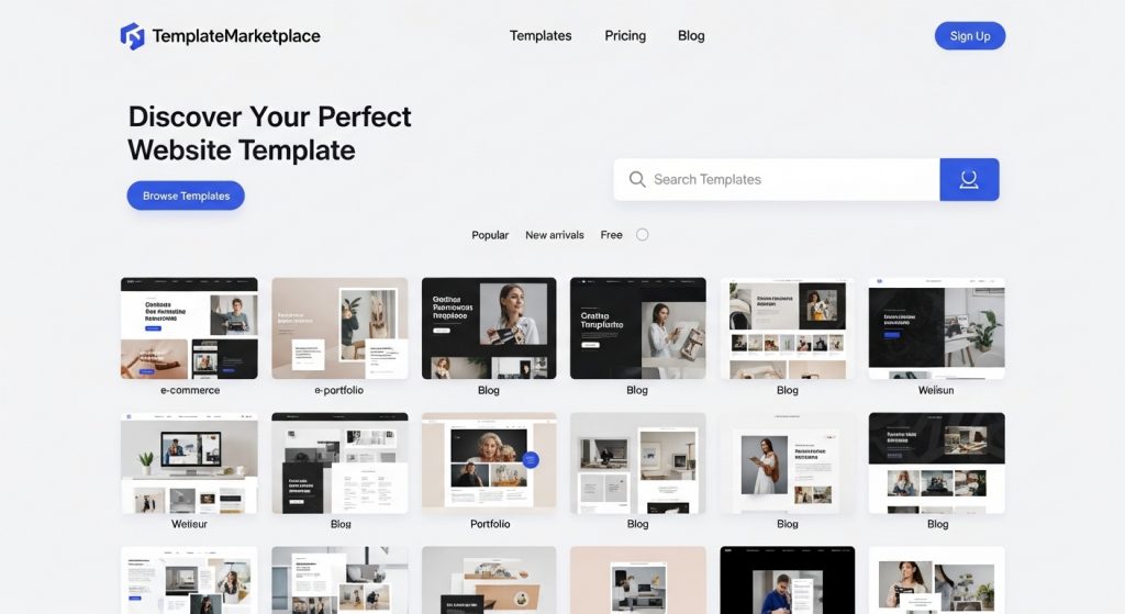 Template marketplace homepage example
