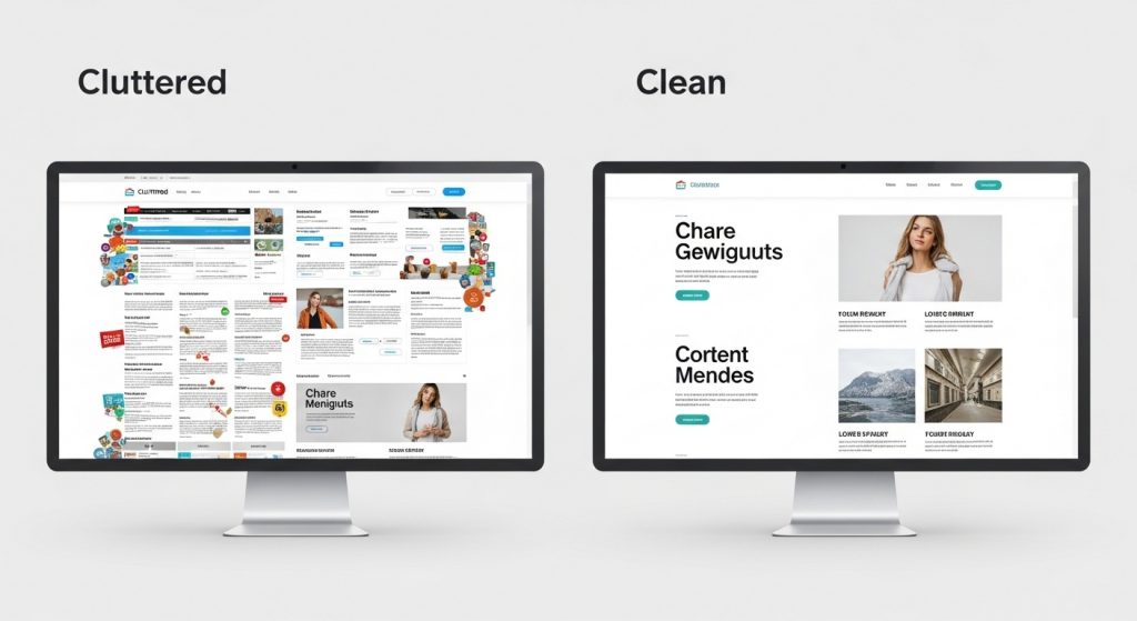 Cluttered vs clean template layout comparison