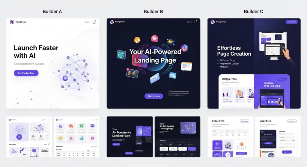 Free AI landing page builder examples