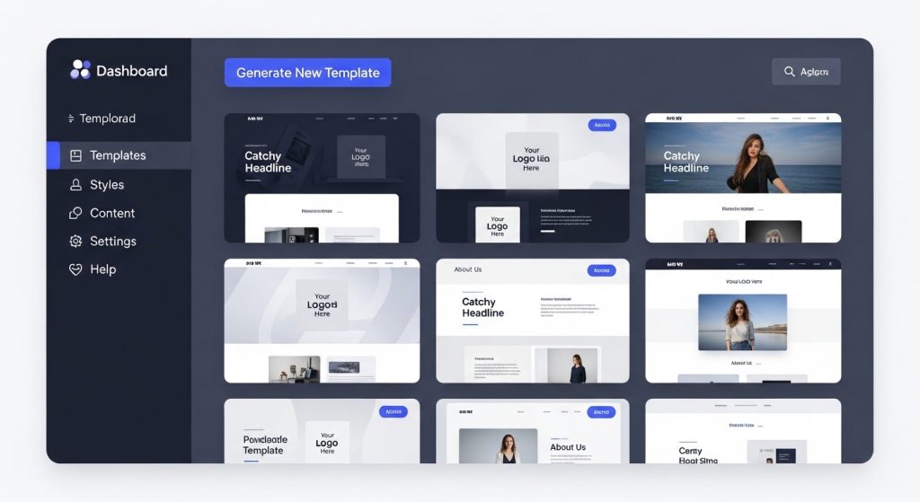 AI website template generator interface