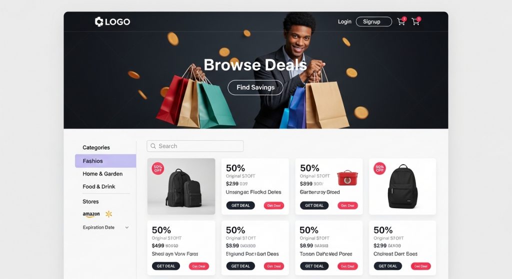 Deal website example layout