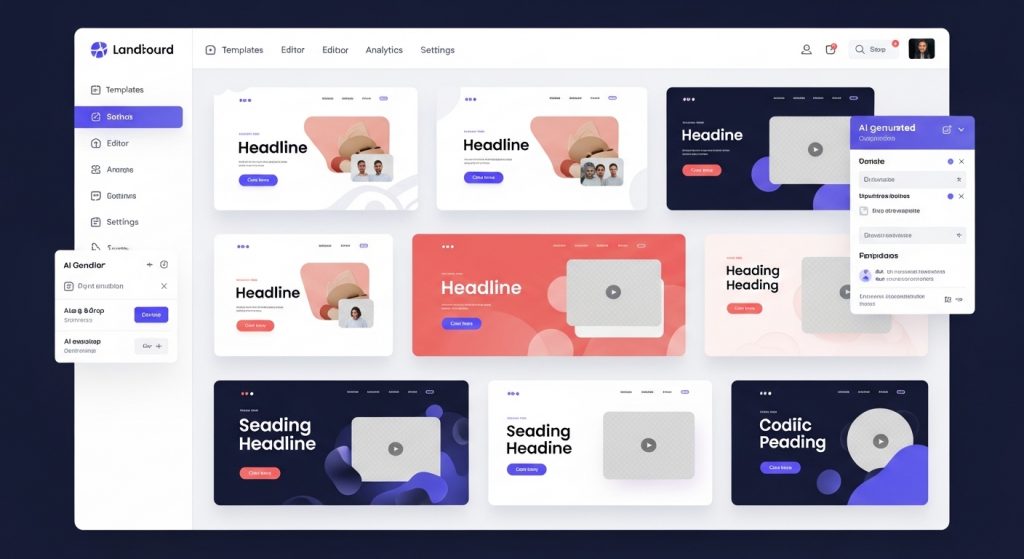 Free landing page builder for startups UI