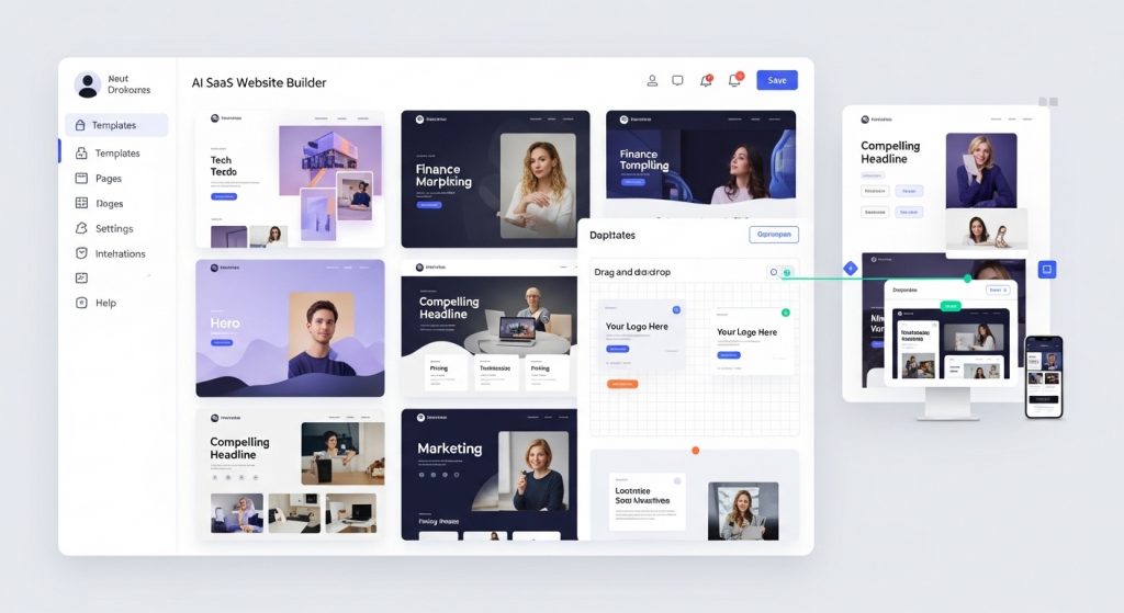 AI SaaS website builder dashboard