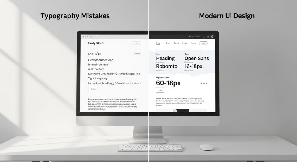 Website template typography comparison